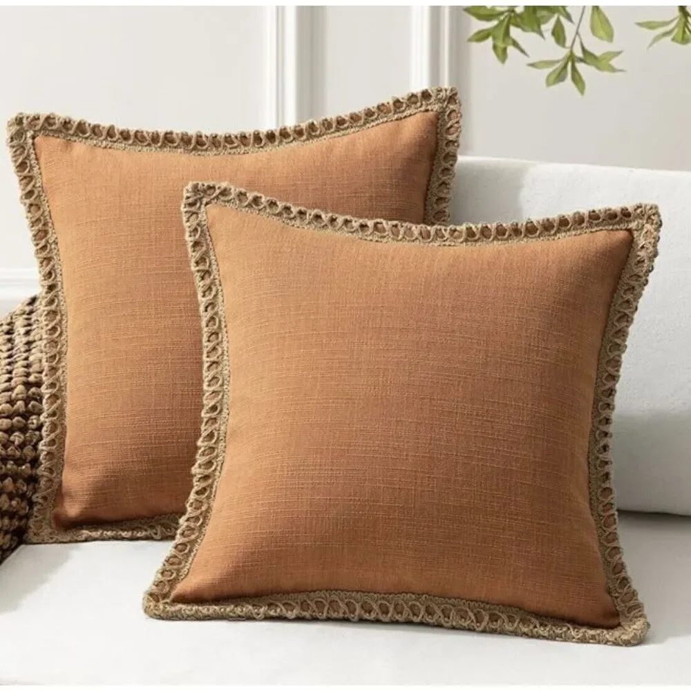 Phantoscope Pack of 2 Farmhouse Decorative Solid Throw Decorative Pillow